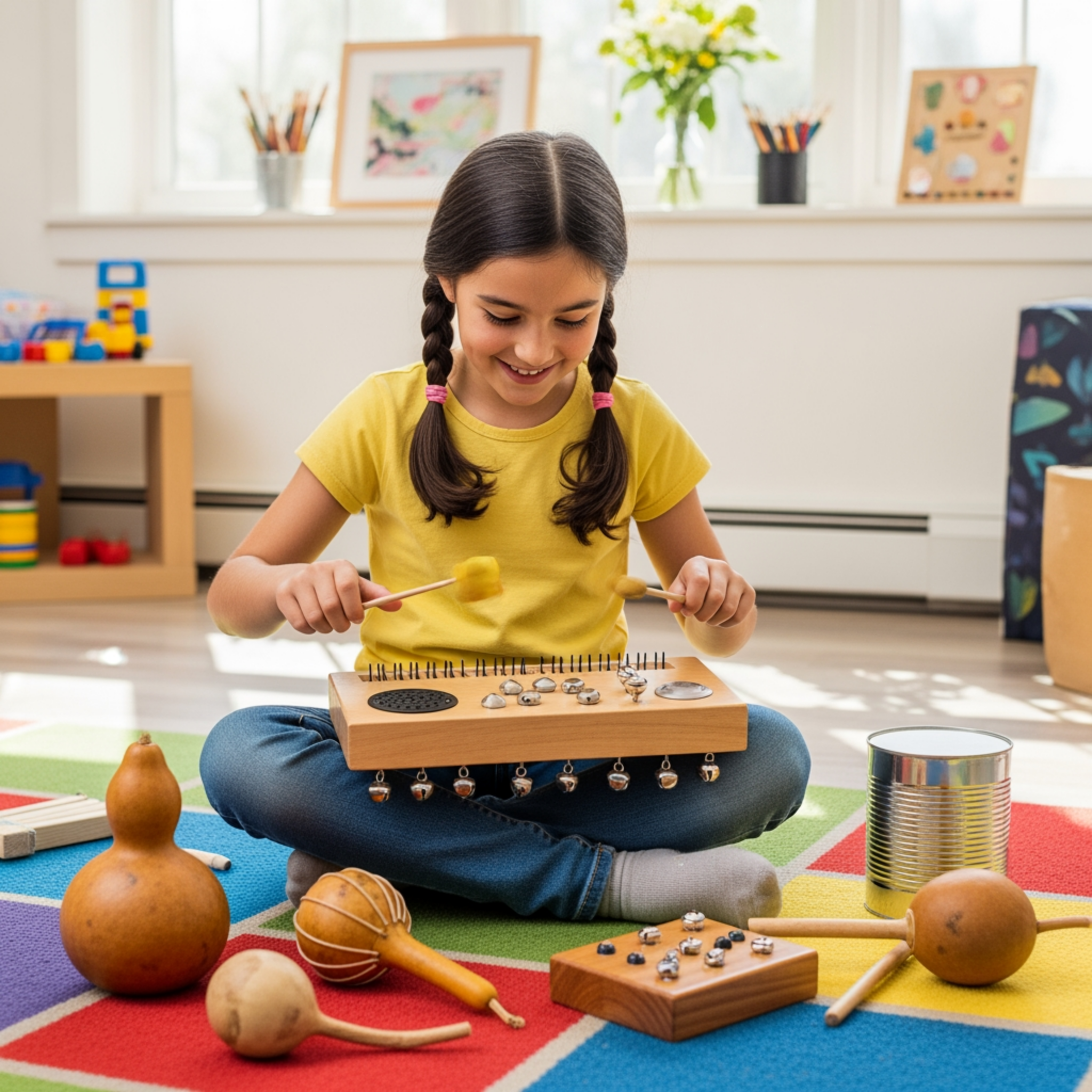 Niña participando en actividad de musicalización infantil